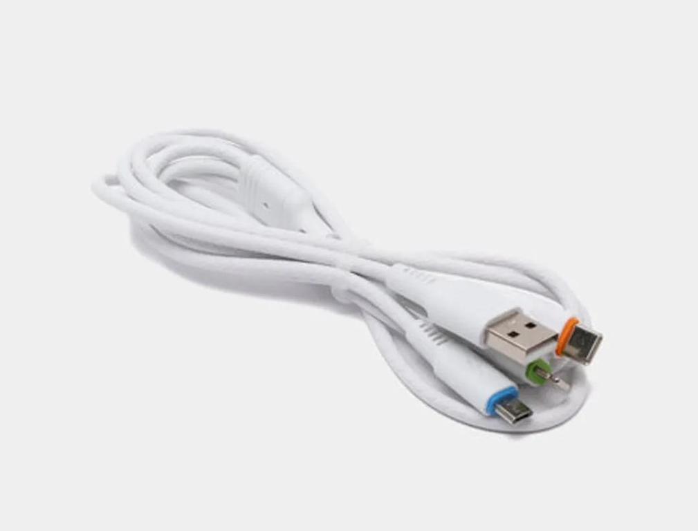 3 in 1 Multi Fast Charging Cable USB Data Cable 3 in1 Micro, Type C & Lightning 1.2mm Cable length 3.4A output for All Smartphones - 4