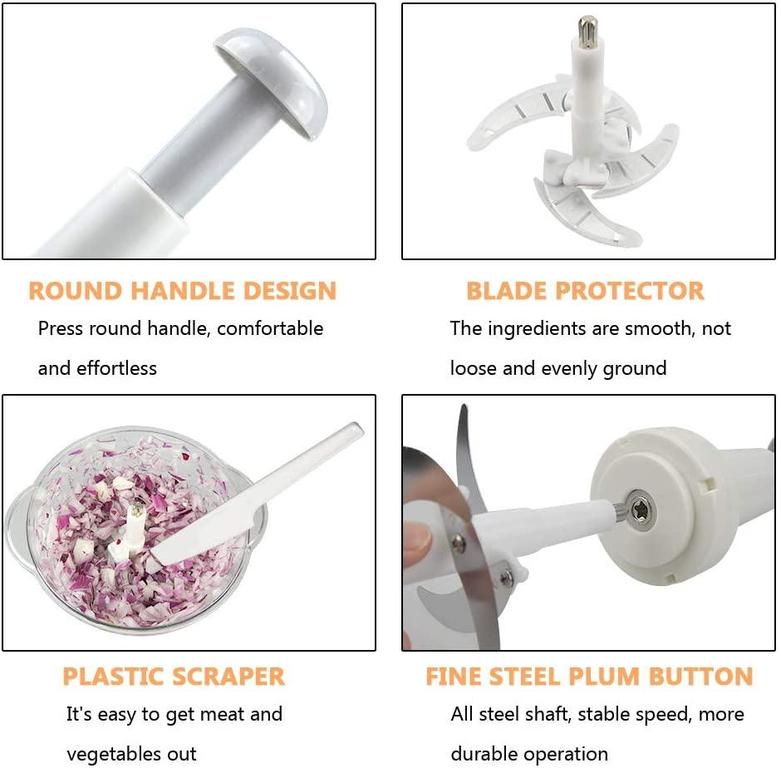 SILVRR FOX ECOM Mini Cup Food Processor with Quick Start Operation and 3-Blade Double Layer Bowl for Safe and Reliable Kitchen Use - 3