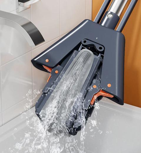 Portable Self Squeeze Mops for Floor Cleaning Water Dry and Wet Dual Folding Sponge Mop - 3