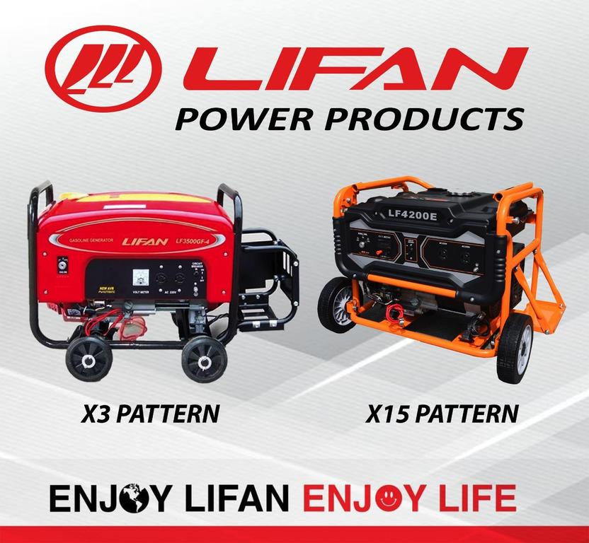 LIFAN LF3500GF-4 Generator 2.7 kW / 3.5 kVA - Self Starting Petrol and Gas with Battery, Frame, and Wheels Kit - 2