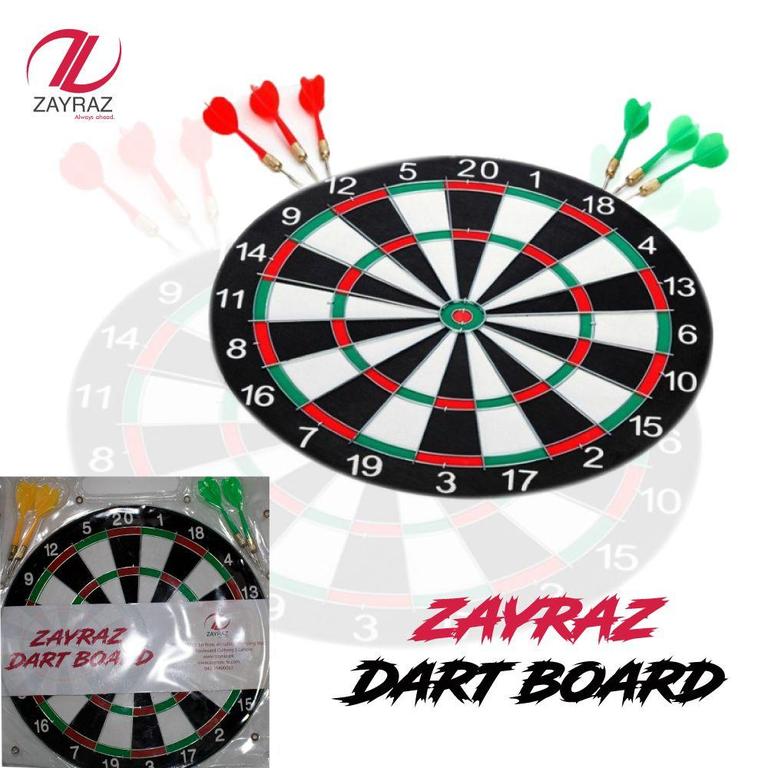 Zayraz Dart Board 15" with 6 Darts and 1 Double Sided score Game Set by Zayraz - 1
