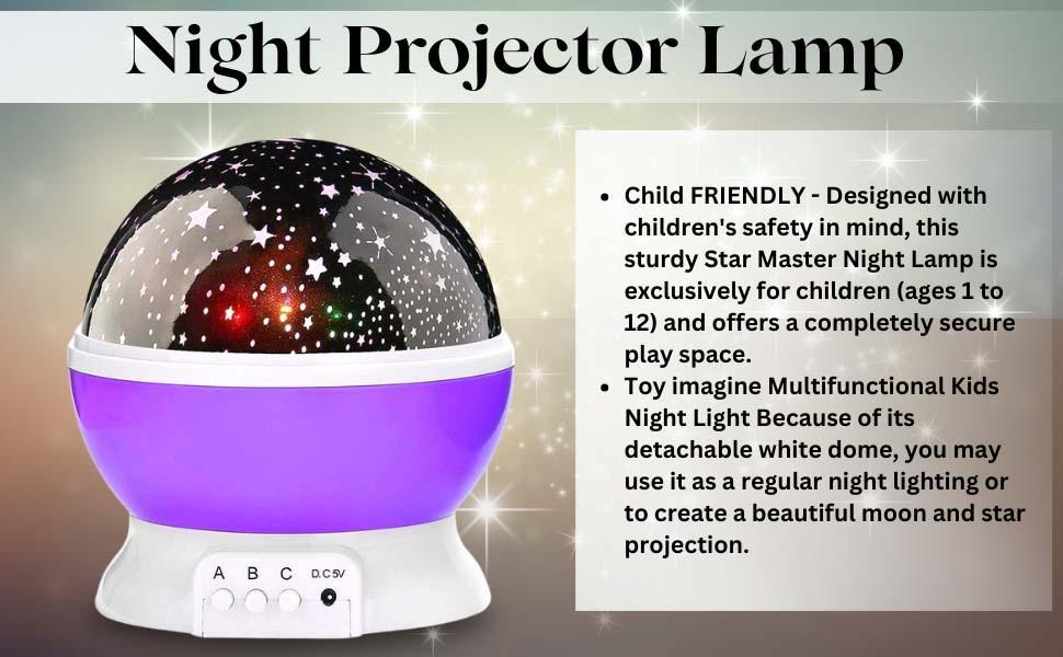 Face Value Rotating LED Star and Moon Night Light Projector - Multi-Color Dream Bed Lamp - 8