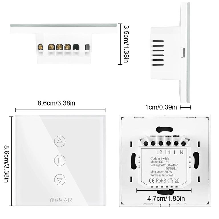 Smart Switch Touch Panel Curtain Control , Alexa Google Home - 2