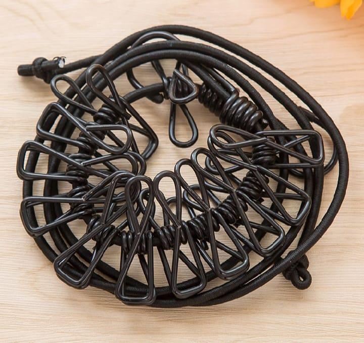 Portable Drying Rope with 12 Clips and 2 Hooks - Travel Clothesline and Drying Rack for Indoor and Outdoor Use - 4
