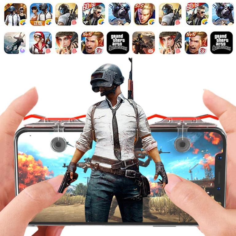 King 2 Ultra Premium Gaming Trigar Triger Trager Trigger PUBG Mobile Phone Gaming Trigger Fire Button For L1R1 Shooter Controller PUBG  Gamepad Red Silv for games on iPhone and Android, ,Call of Duty/ Free Fire/ Knives Out/ Rules of Survival/ Surviver - 6