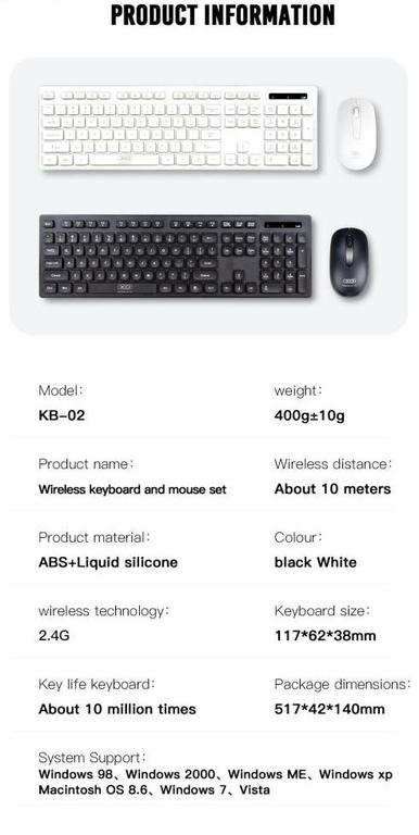 XO KB-02 2.4G Wireless Keyboard and Mouse Set Image 5