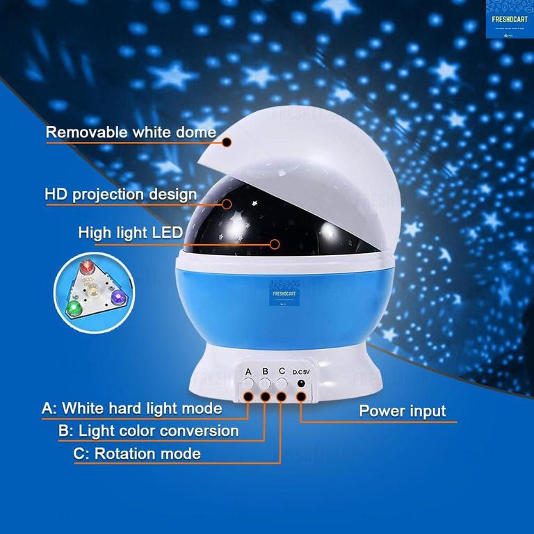 Face Value Rotating LED Star and Moon Night Light Projector - Multi-Color Dream Bed Lamp - 5