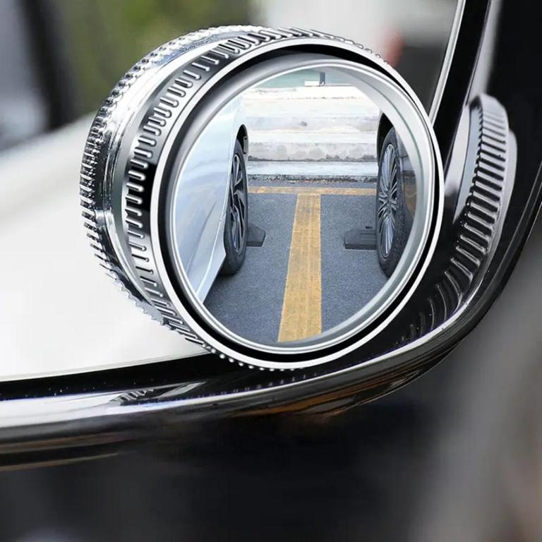 Car Vacuum Adsorption Blind Spot Mirror Suction Cup Design 360° High Quality -SILVER Convex Mirror Design Round -Inner Frameless Movement Mirror. - 2
