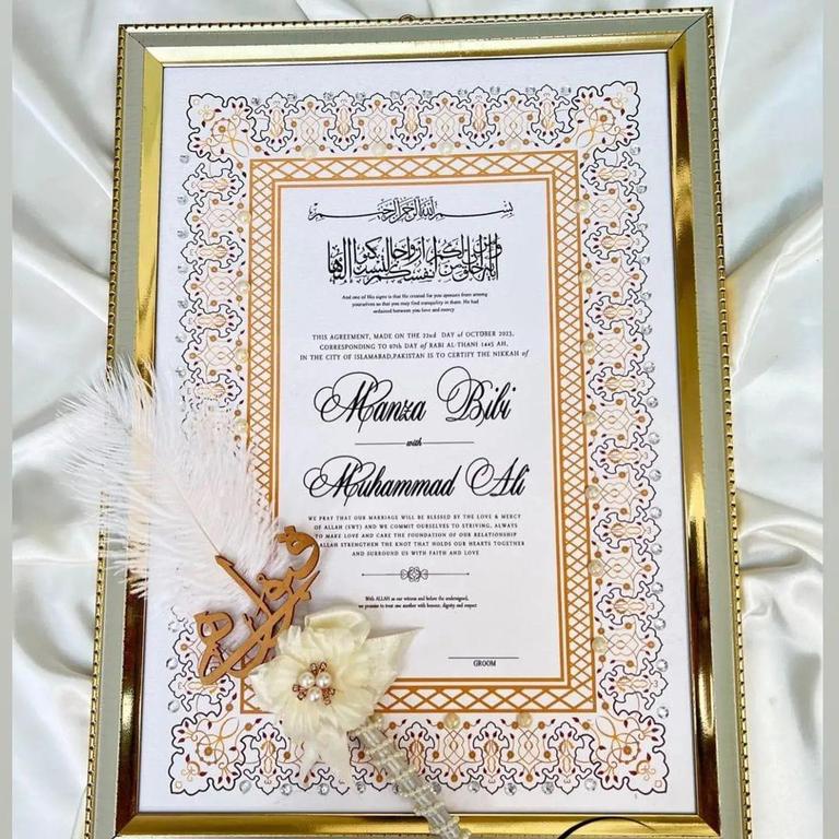 Customized Nikkah Frame with Certificate – HD Quality Wedding Frame - 5