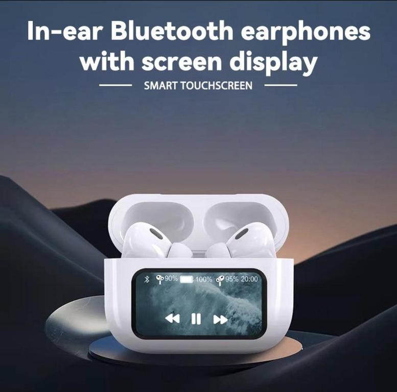 A9 Pro Touch Screen ANC Wireless TWS Headset with Noise Cancelling Earbuds and Bluetooth 5.4, Long Battery Life - 5