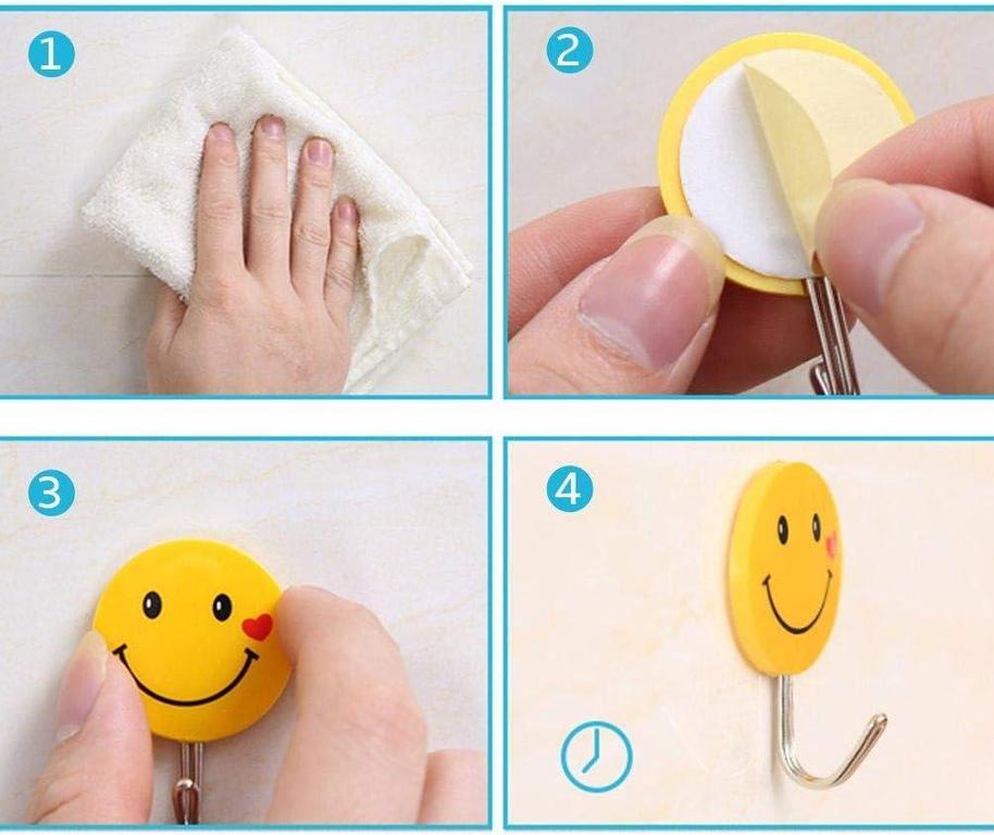 Set Of 3 Strong Adhesive Wall Hook, Smiling Face Style Sticky Hooks, Strong Sticky Emojis Hook - 1