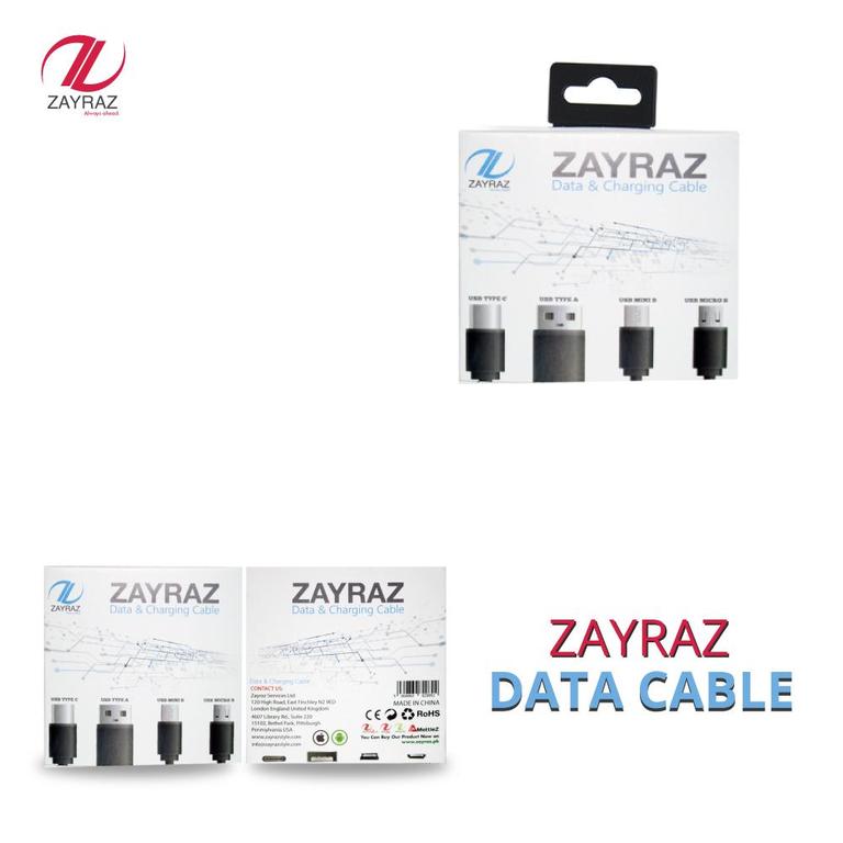 Zayraz Original QC 3.0 Type C Fast Charging + 3A Data Cable Quick Charging Cord - USB A to Type C Compatible For All Android Mobile. White - 3