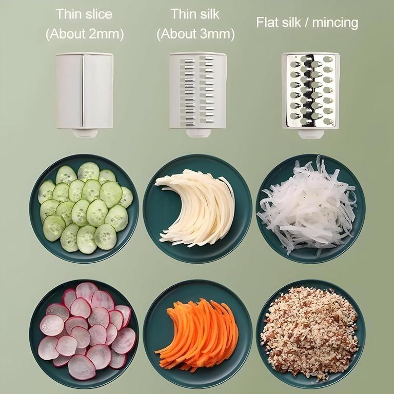 Legacy Deals 3-in-1 Round Mandoline Slicer Vegetable Cutter - Manual Rotary Drum Chopper for Quick Slicing, Shredding, and Grating - 7