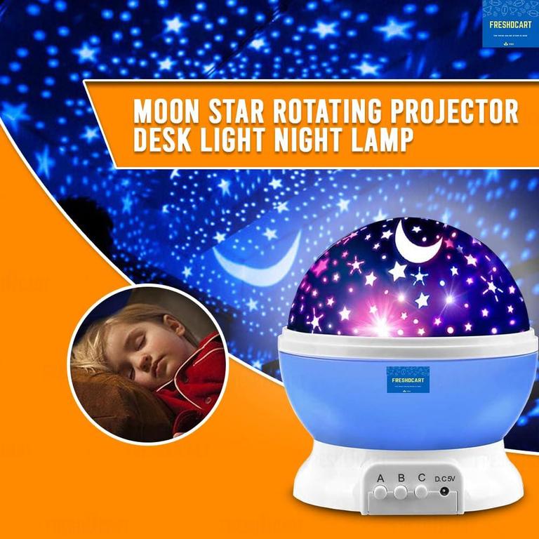 Face Value Rotating LED Star and Moon Night Light Projector - Multi-Color Dream Bed Lamp - 6