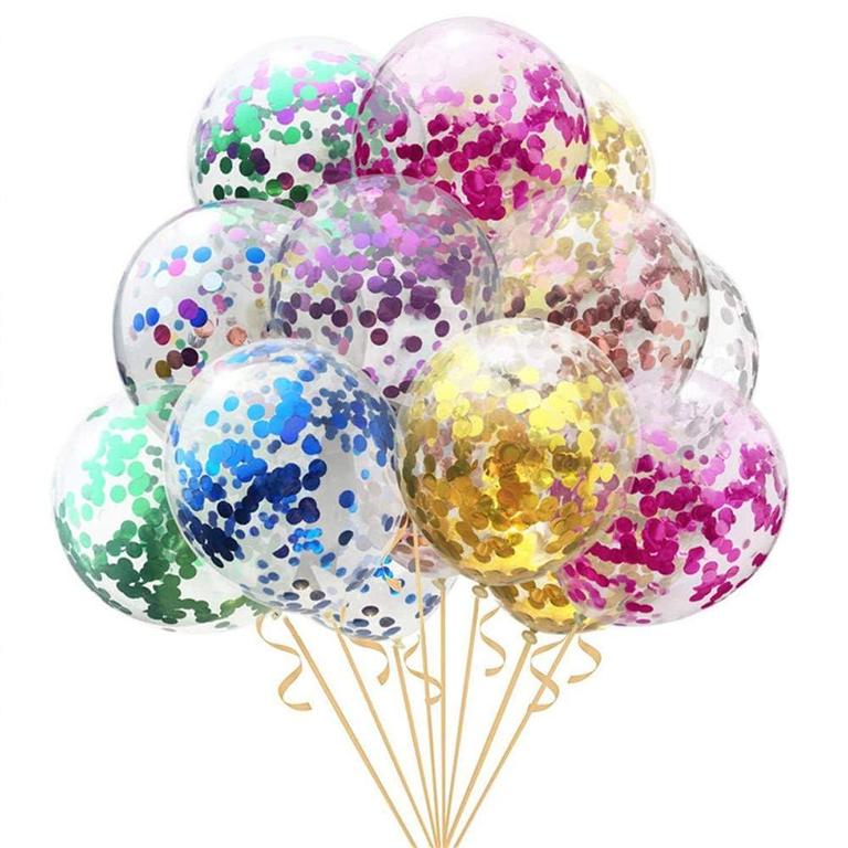 10 Pcs Transparent Balloons with Multicolor Confetti for Parties and Birthdays - 2