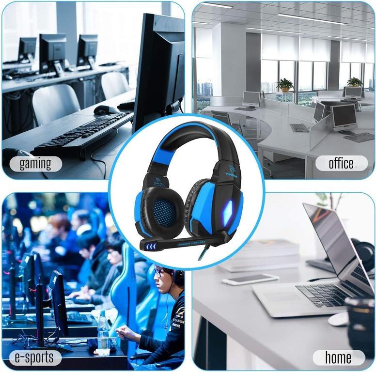 LYCANDER 571 Gaming Headset with Mic for Xbox 360 One S/X PS4 Switch and Windows PC, Mac iOS PC/Surround Sound Over-Ear Gaming Headphones with Noise Cancelling Mic, LED Lights, Volume Control for iOS device, Android device,Smart Phone, Laptops,Mac, iPad - 3