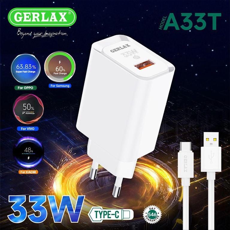 Gerlax A33T 33W USB Type C PD Wall Charger for Fast Mobile Phone Charging - 1