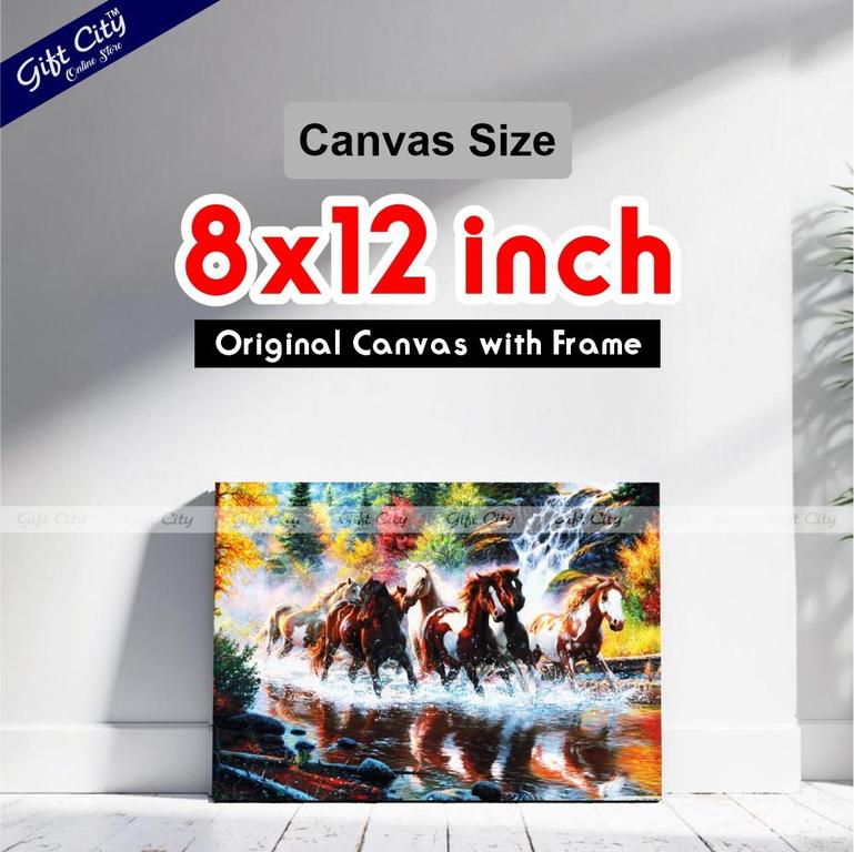 Horse Running in Waterfall Canvas Painting