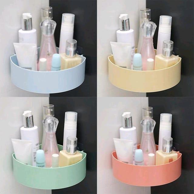 Adhesive Triangle Corner Shelf Organizer for Bathroom - No Drill Storage for Soap and Shampoo - 6