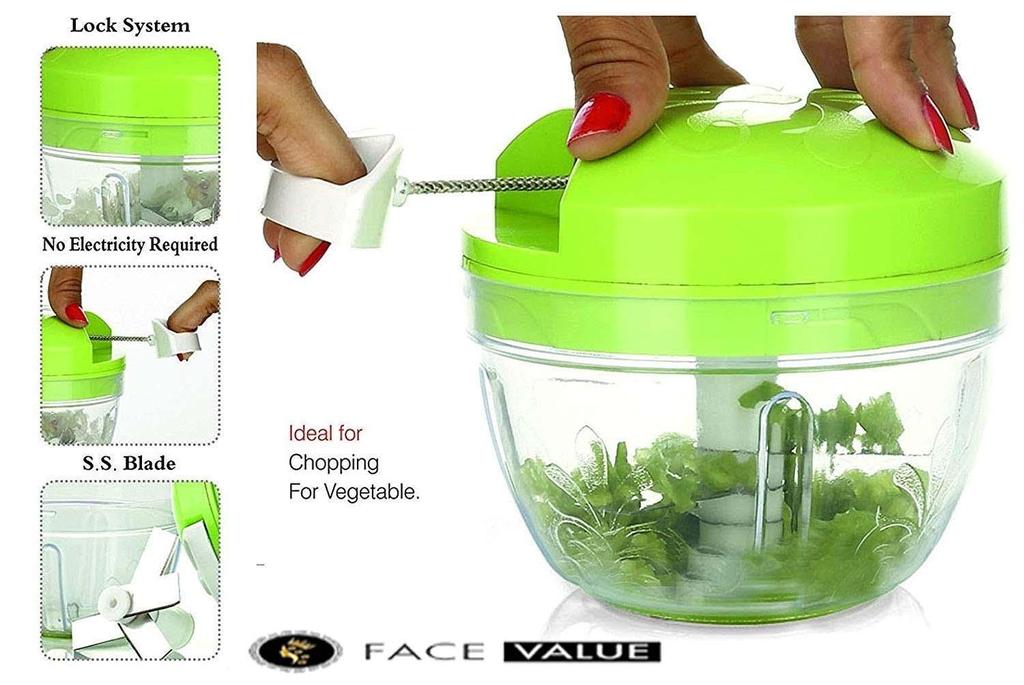 Face Value Easy Spin Quick Cutter Vegetable Fruit Nut Onion Chopper, Hand Meat Grinder Mixer Food Processor Food Processer, Choppers, Chopper Vegetable Cutter, Vegetable Tools (Multi Color) - 5