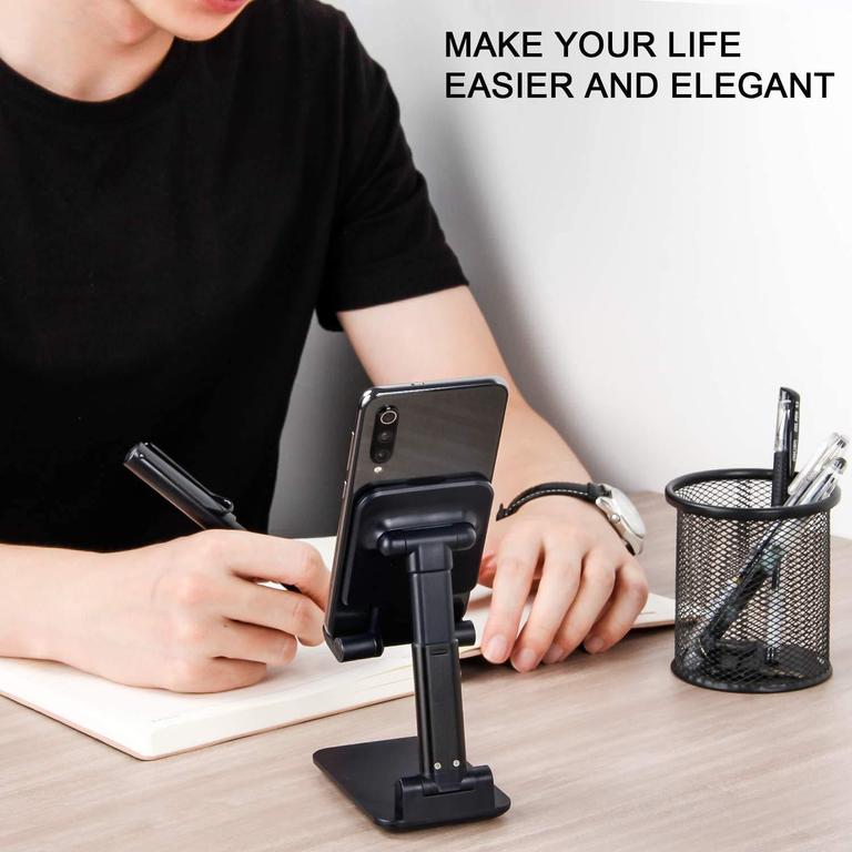 Face Value Adjustable Phone Holder: Height and Angle Customizable, Portable Desk Stand for Mobile Devices - 8