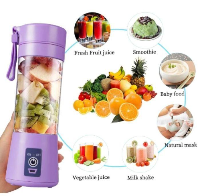 Portable USB Rechargeable Juicer Blender Mixer with 6 Blades, 380ml - Electric Single Serve Juicer Cup for Smoothies and Multipurpose Use - 2