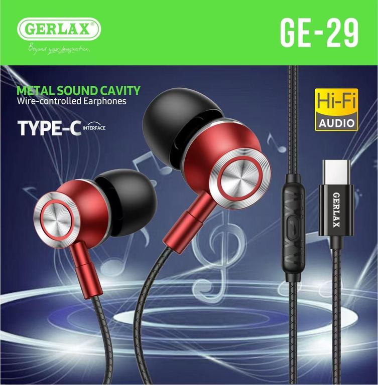Gerlax Type C Handsfree - In-Ear Headset Headphones with Built-in Microphone, Dual Driver Earbuds, USB-C Compatible with iPhone 15, Samsung, OnePlus, Redmi, Oppo, Huawei - 1