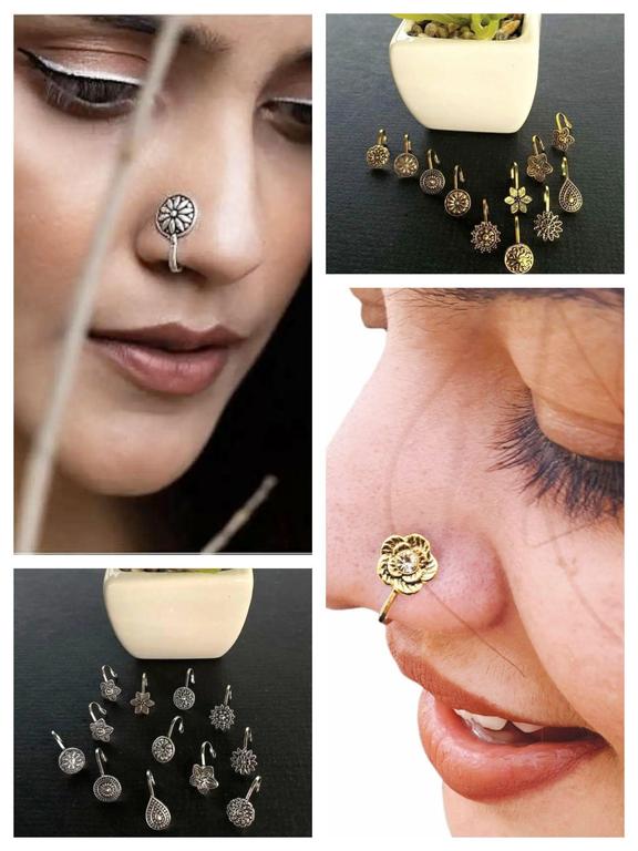 Golden Oxidized Nose Pin