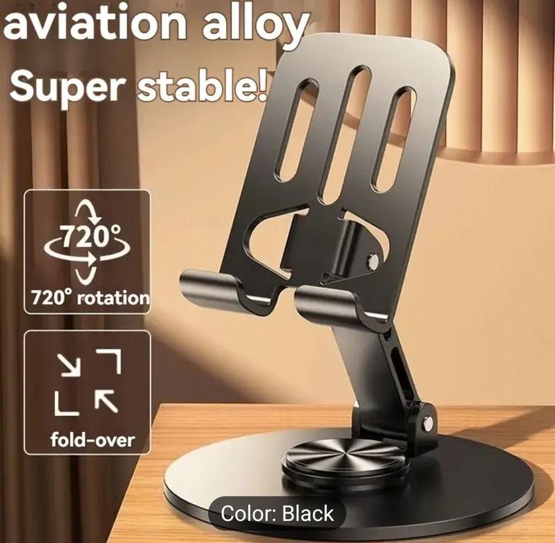 Metal Body Tablet Holder with 360° Rotation for Mobile Devices - Universal Stand for Desk Use - 5