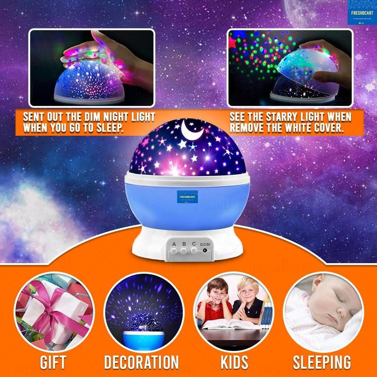 Face Value Rotating LED Star and Moon Night Light Projector - Multi-Color Dream Bed Lamp - 4