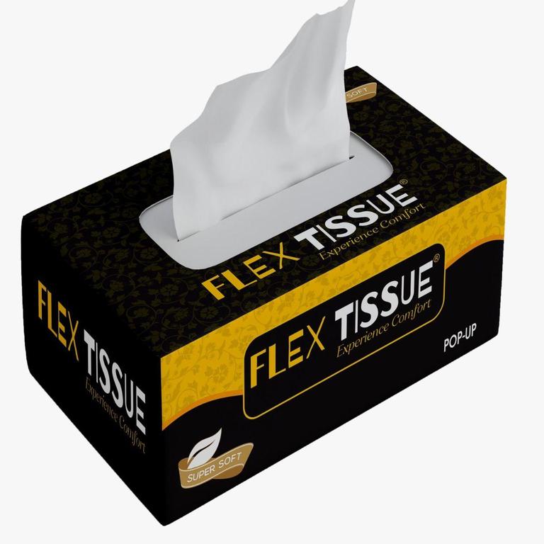 Flex Tissue Box Popup size  (300 SHEETS APPROX) (PURE QUALITY)  (Pack of 6) - 1