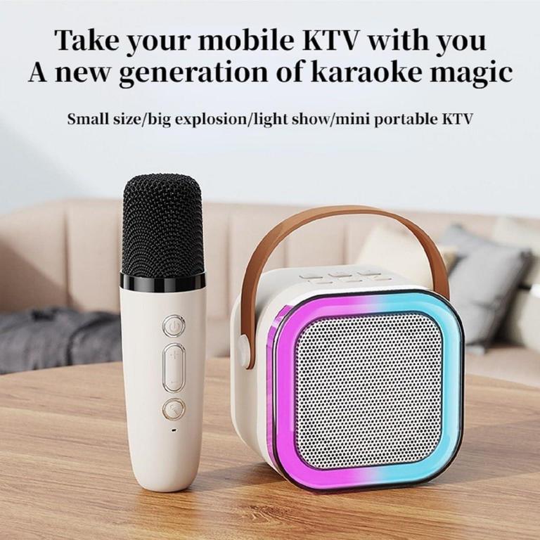 Zayraz K12 Mini Rechargeable karoke Outdoor Karaoke Bluetooth Portable Speaker With Wireless Microphone Audio for Home Singing Premium Smart Speaker Multifunctional AUX / TF Card / TYPE-C / USB - 2