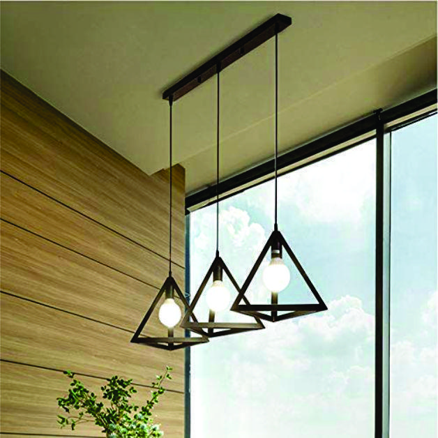 3 in 1 Rectangular Base Triangle Shape Hanging Lamp Image 2