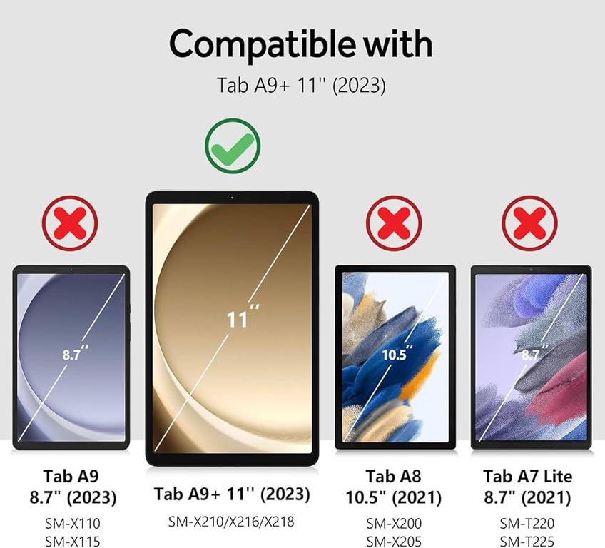 Hianjoo Samsung Galaxy Tab A9 Plus 11 İnç 2023 Modeli (SM-X210, SM-X215, SM- X216) ile Uyumlu Kılıf, Darbeye Dayanıklı Dayanıklı Arka Kısım, Otomatik  Uyku/Uyandırma Üç Katlı Stand Kılıfı, Siyah : Amazon.com.tr: Bilgisayar