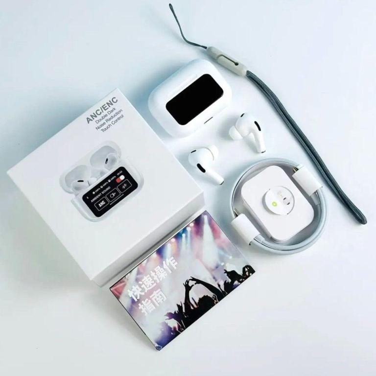 A9 Pro Touch Screen ANC Wireless TWS Headset with Noise Cancelling Earbuds and Bluetooth 5.4, Long Battery Life - 1