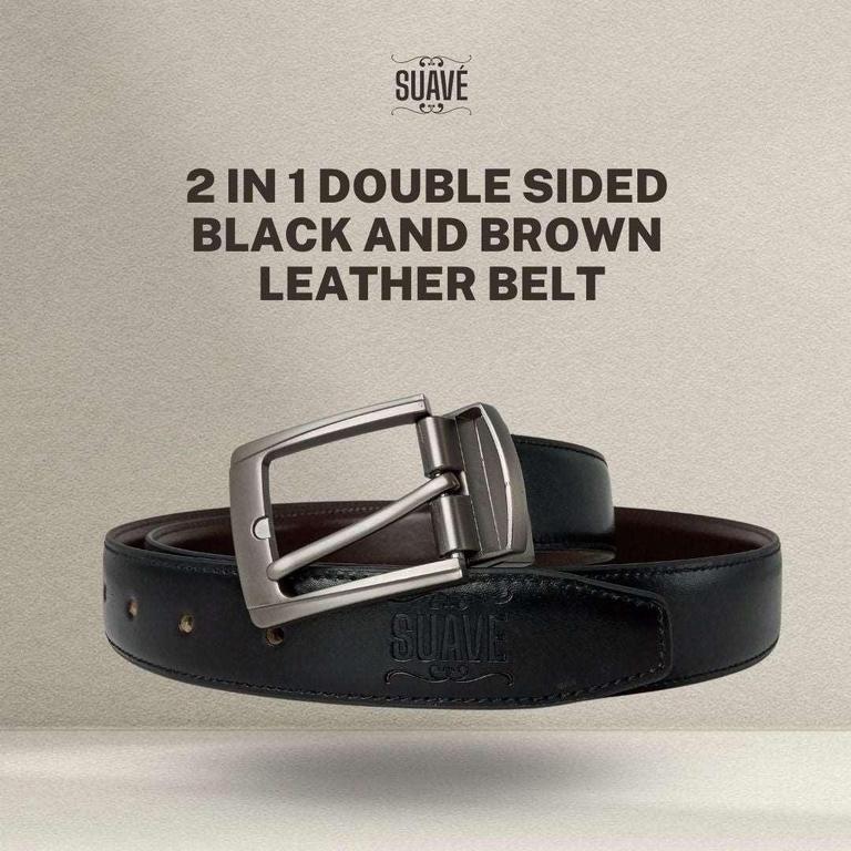 Hyper Hawk Men’s 2-in-1 Double-Sided Genuine Leather Belt in Black and Brown - 6