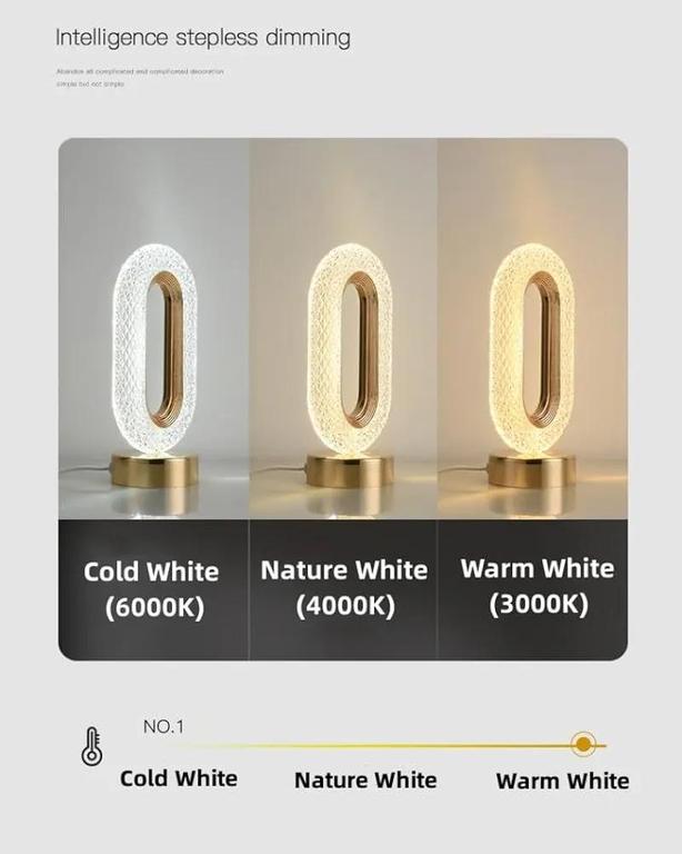 table Lamp , Table lamp for the study, table lamp for room decoration oval shape, rechargeable and 3 mode light warm,natural, white - 1