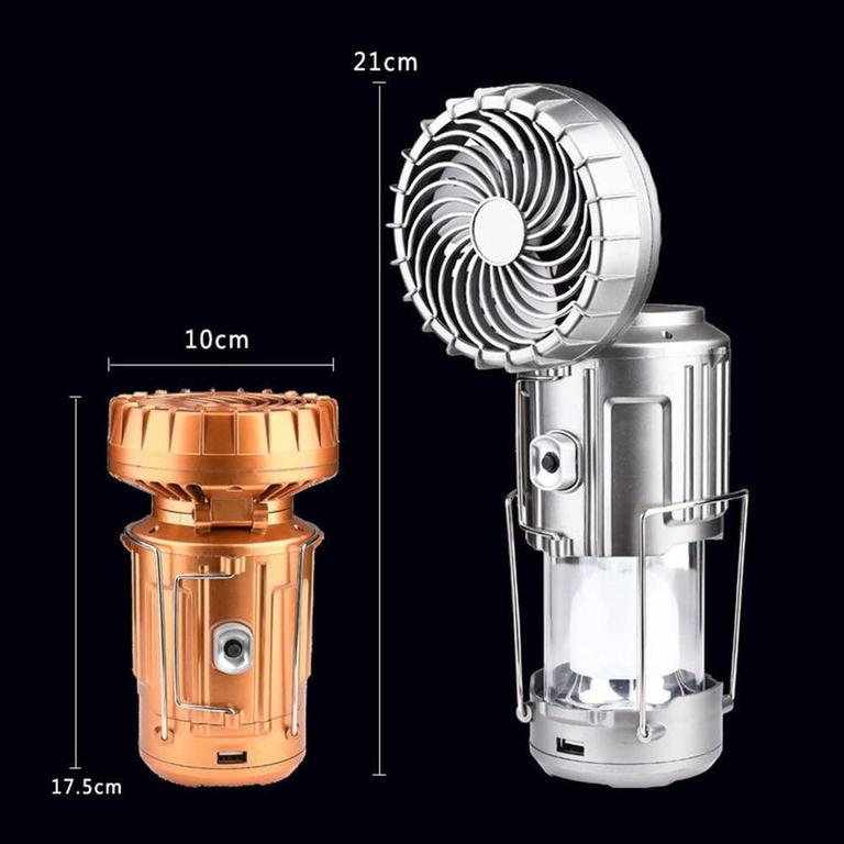 Multi-Function Portable LED Camping Lantern with Fan and Solar Charging – 6 in 1 - 3