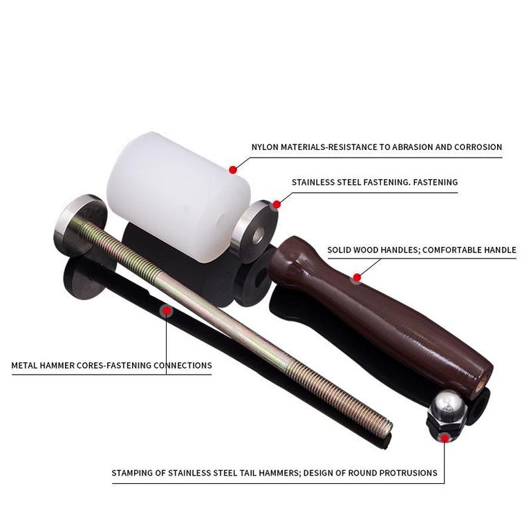 Leathercraft Punching Tool: Professional Hammer Mallet with Wood Handle and Nylon Head for DIY Projects - 1