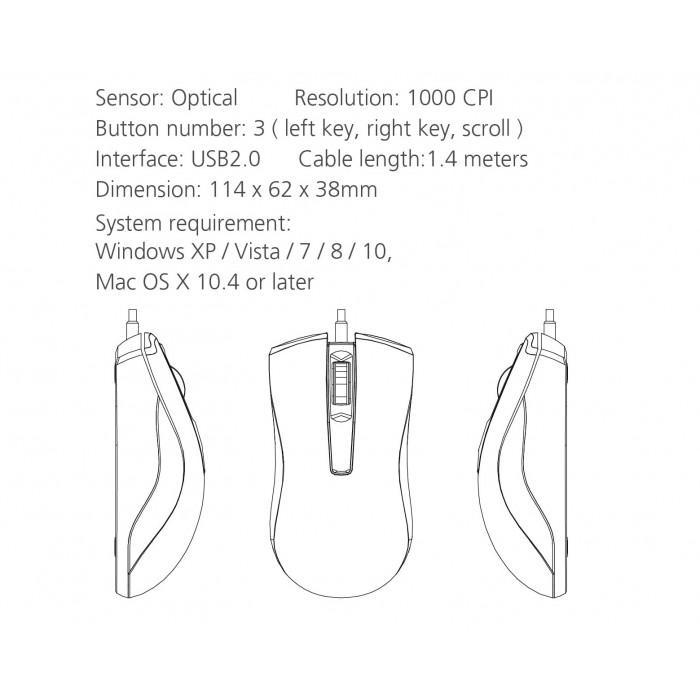 Micropack M100 USB Mouse - Comfortable Design with 1 Year Warranty - 3