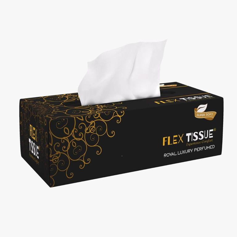 Flex Tissue Box Luxary size Perfumed– Soft, Neat, White Pure & Hygienic (Pack of 12) - 1