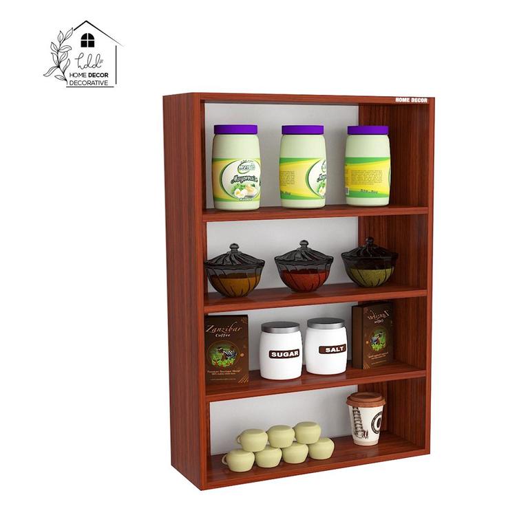 Elegant Kitchen Display Storage Rack Shelf Classic Walnut Engineered Wood Open Book Shelf DIY (Do-It-Yourself) Finish Color - Brown by Home Décor Decorative - 4