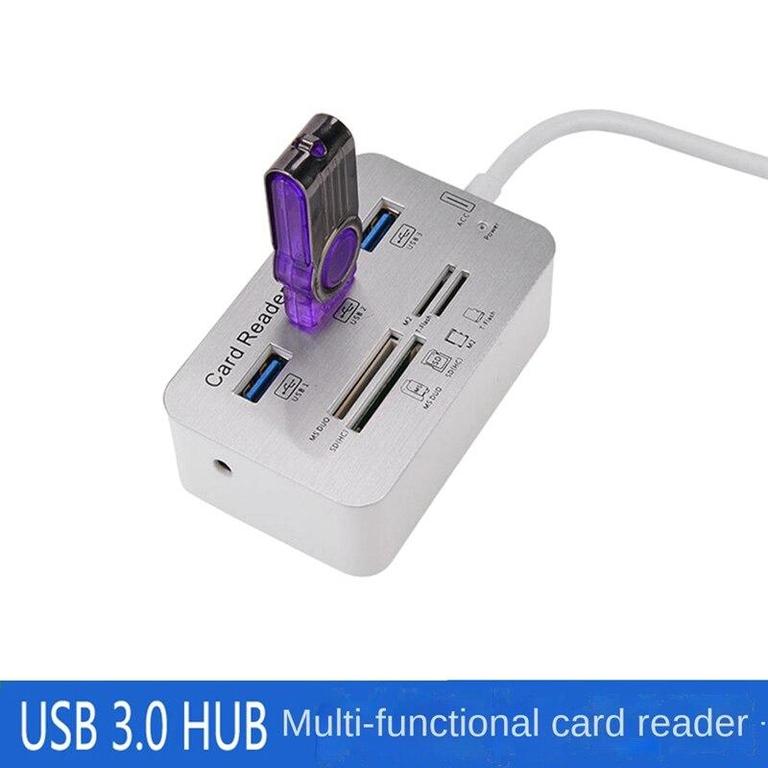 USB 2.0 Hub with 3 Ports and TF SD Card Reader - All-in-One Combo for Laptop and Desktop - 4
