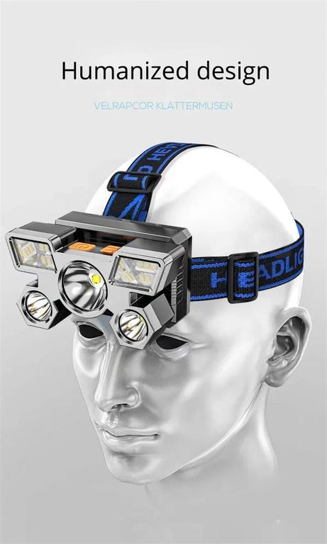"Rechargeable 5-LED Headlamp | Super Bright USB Charging Head Torch with Built-in 18650 Battery, 3 Light Modes & Waterproof Design" - 2