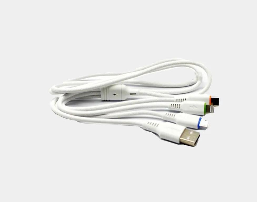 3 in 1 Multi Fast Charging Cable USB Data Cable 3 in1 Micro, Type C & Lightning 1.2mm Cable length 3.4A output for All Smartphones - 2