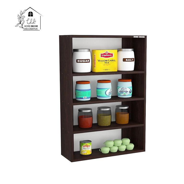 Elegant Kitchen Display Storage Rack Shelf Classic Walnut Engineered Wood Open Book Shelf DIY (Do-It-Yourself) Finish Color - Dark Brown by Home Décor Decorative - 3