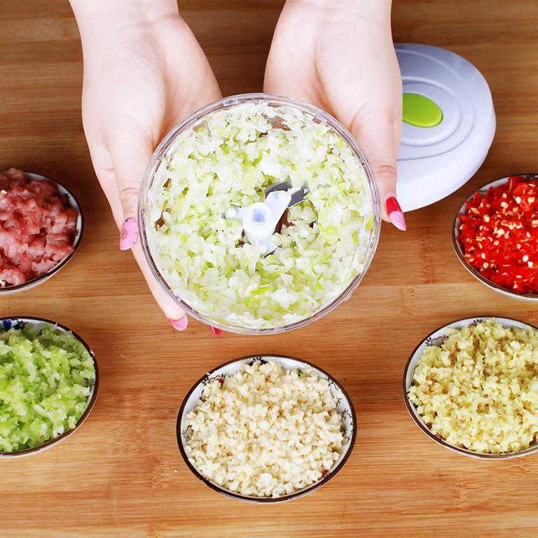 Legacy Deals Hand-Pulled Speedy Chopper - Vegetable and Meat Grinder, Multi-Functional Dicer and Cutter, Manual Garlic Mincer, Simple Food Processor with 3 Blades - 8