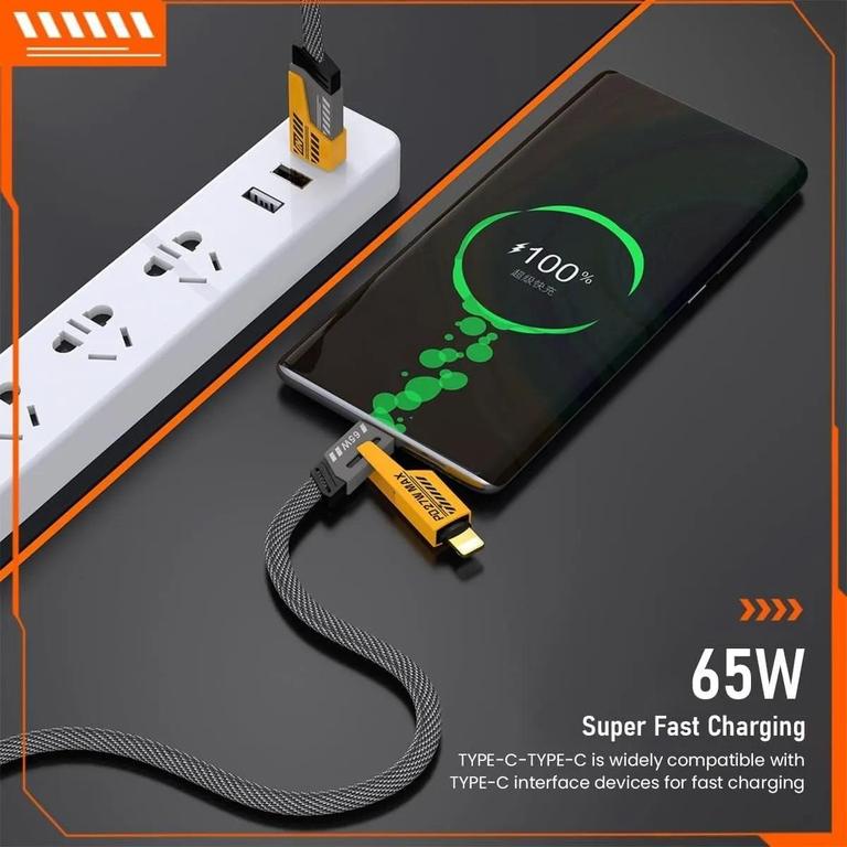 4 in 1 65W Fast Charging Cable, 65W Type C, 27W SuperFast Charging, Multi-function SuperVooc Data Cable, Iphone to USB & Ctype, Ctype to Ctype & USB, PD Charging Cable for Iphone, MacBook and for all Smart Phone - 2