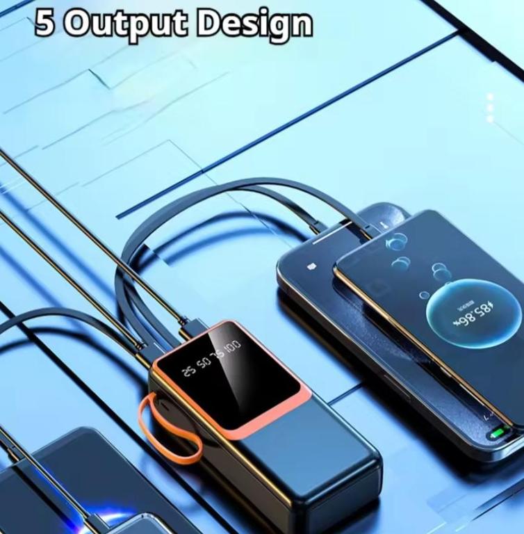 20000 mah Powerbank Fast Charger Digital Display with Built in 4 Charging cables | Compatibile with all Mobiles - 3