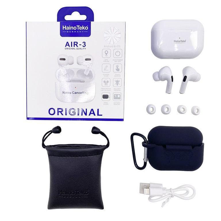 Haino Teko Air 5 True Wireless Earbuds from Germany | Noise Cancellation | Touch Controls | Deep Bass | Bluetooth 5.0 | Includes Silicone Case with Hook - 3